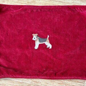 ICONIC Ralph Lauren Embroidered  Red Pillow case Fox Terrier